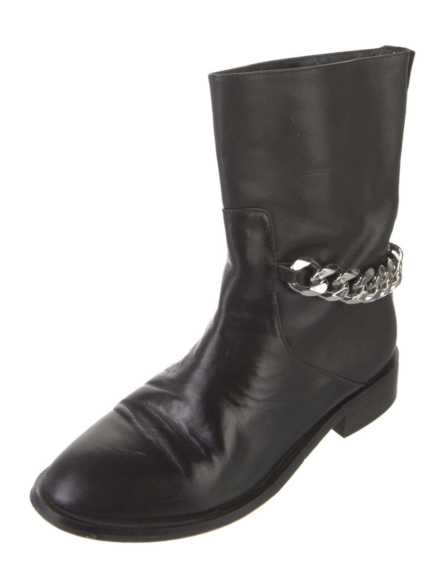 Givenchy Leather Chain-Link Accents Moto Boots