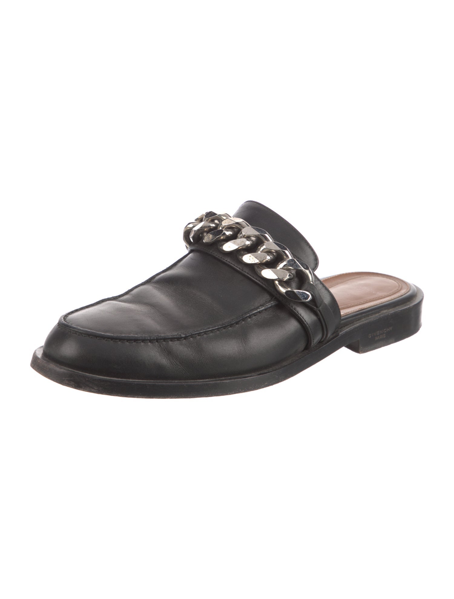 Givenchy Leather Chain-Link Accents Mules