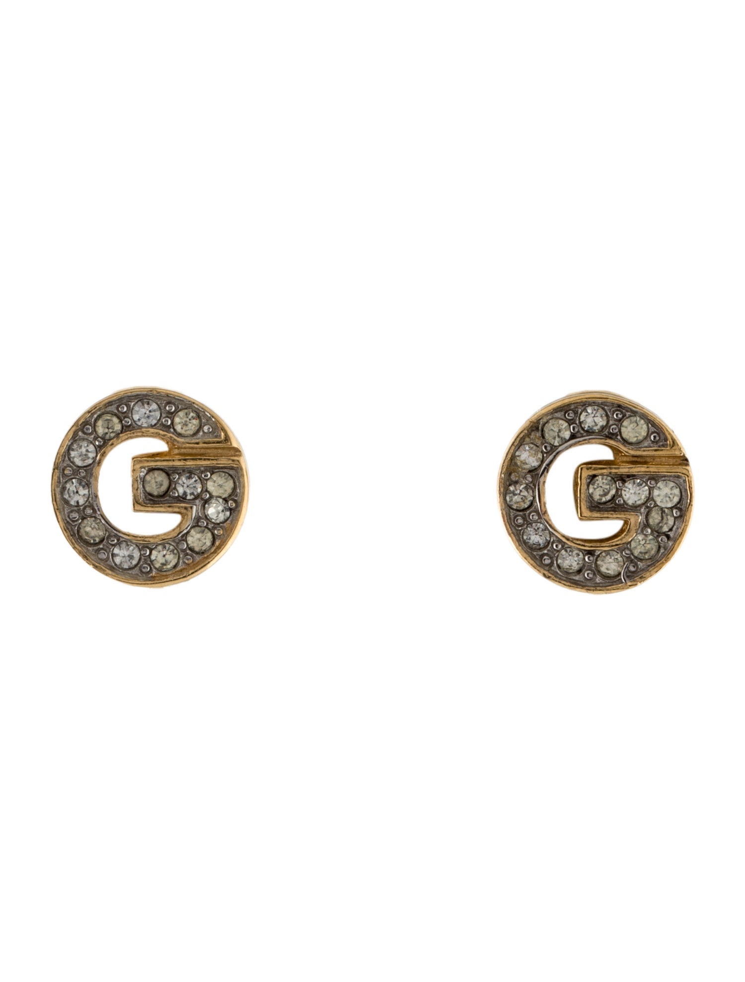 Givenchy Vintage Crystal G Clip-On Earrings