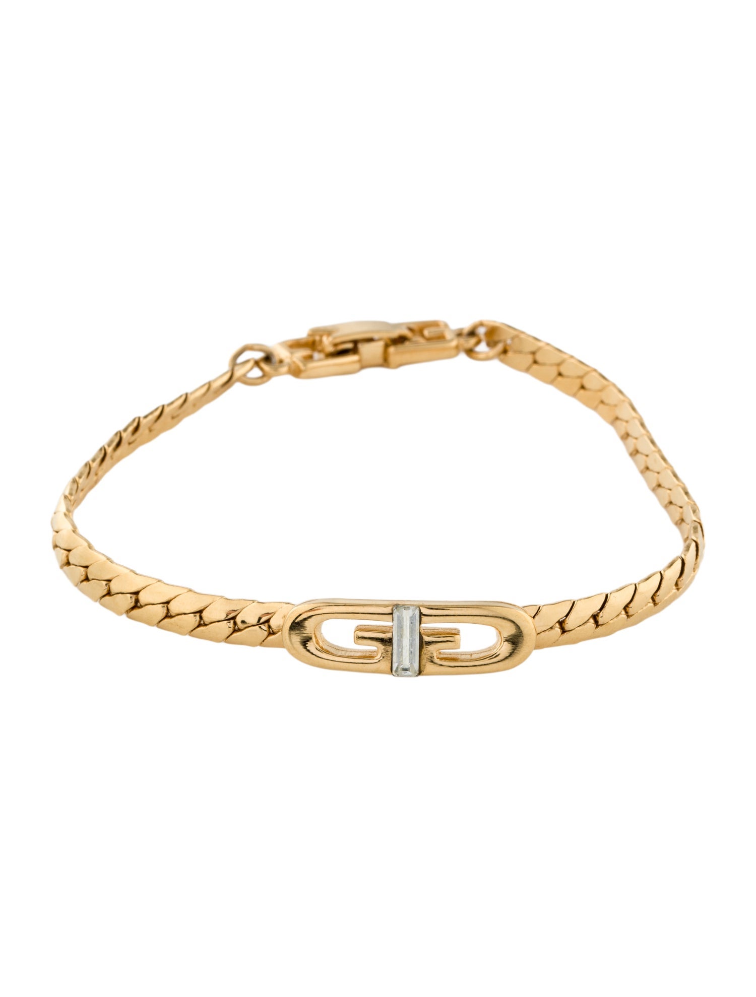 Givenchy Vintage Crystal Double G Link Bracelet
