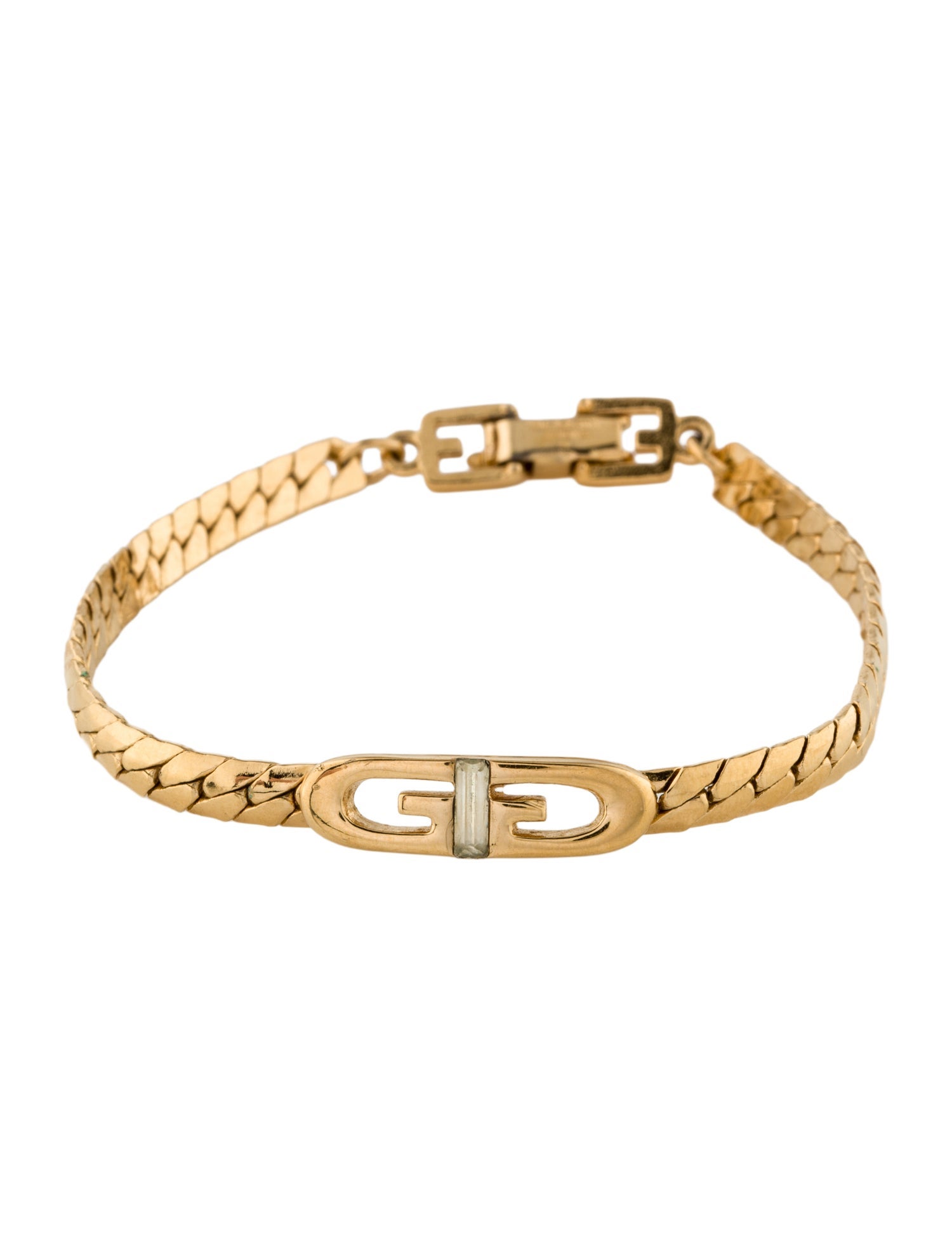 Givenchy Vintage Crystal Double G Link Bracelet