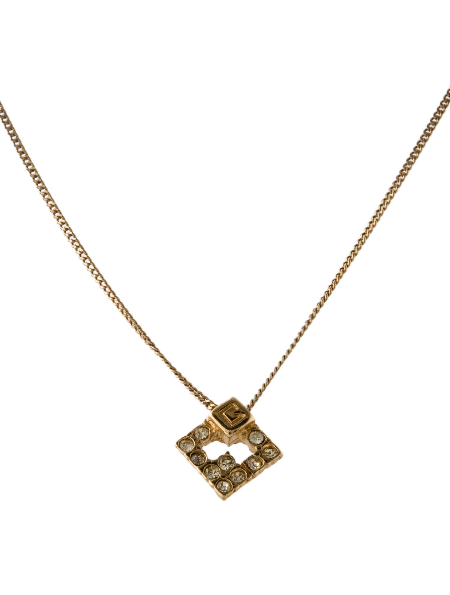 Givenchy Vintage Crystal G Pendant Necklace