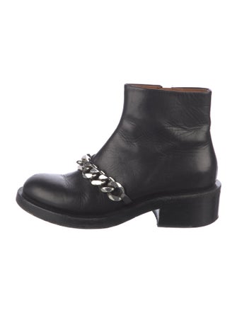 Givenchy Leather Chain-Link Accents Combat Boots
