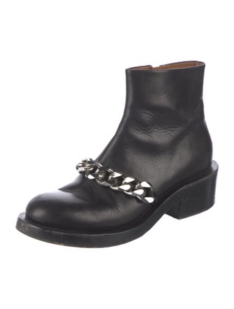 Givenchy Leather Chain-Link Accents Combat Boots
