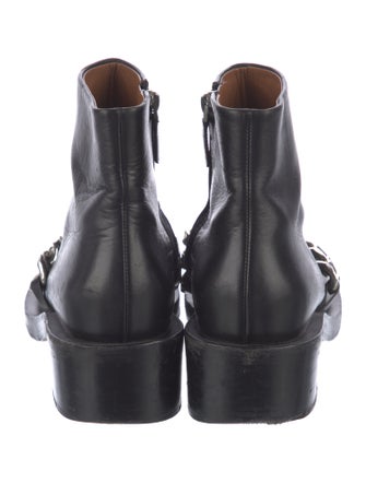 Givenchy Leather Chain-Link Accents Combat Boots