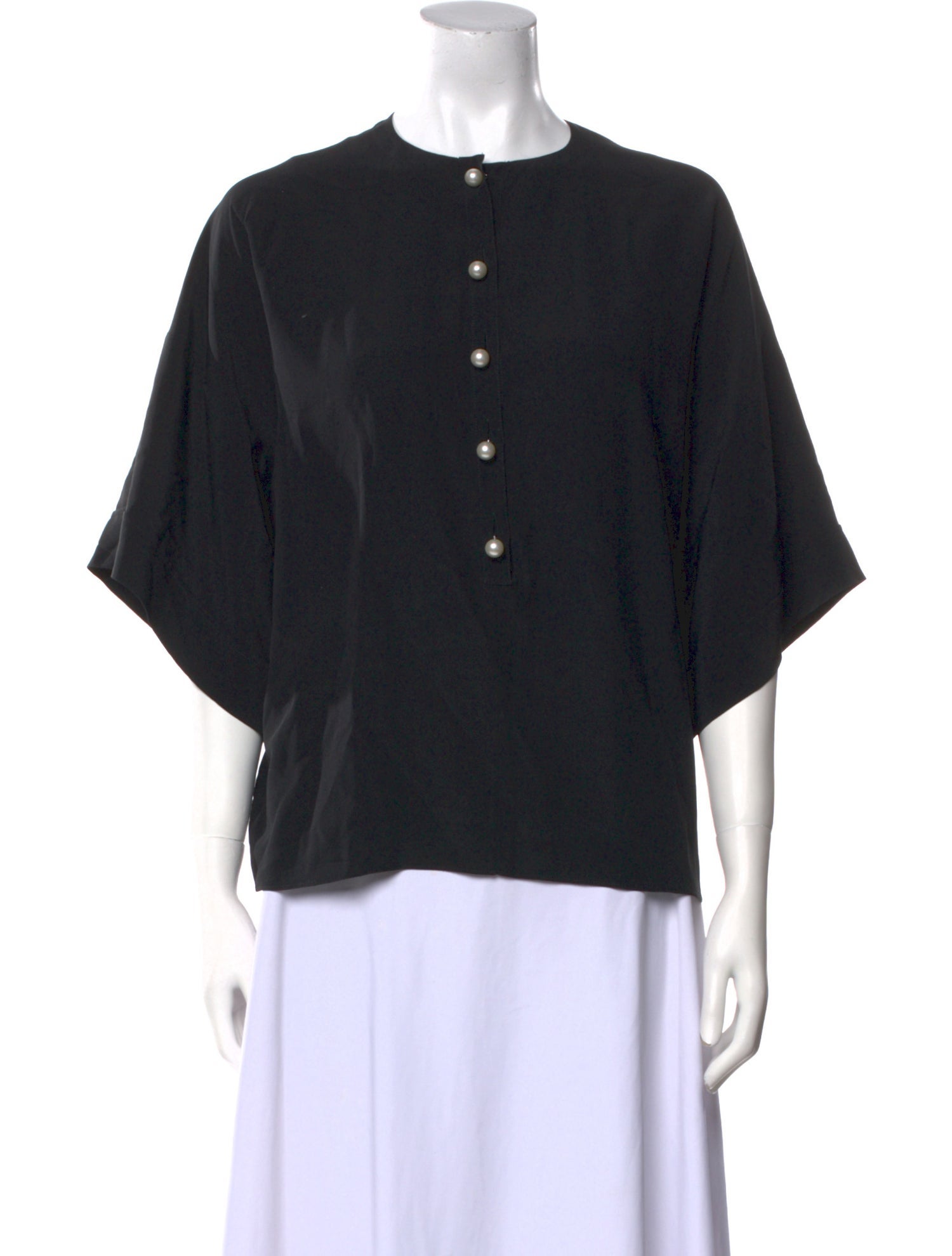 Givenchy Crew Neck Short Sleeve Button-Up Top