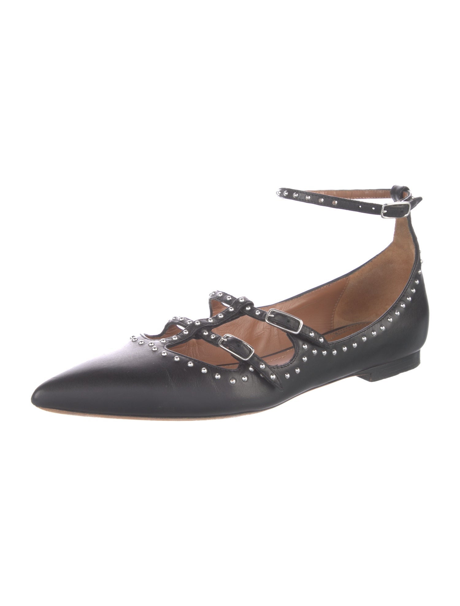 Givenchy Leather Studded Accents Mary Jane Flats