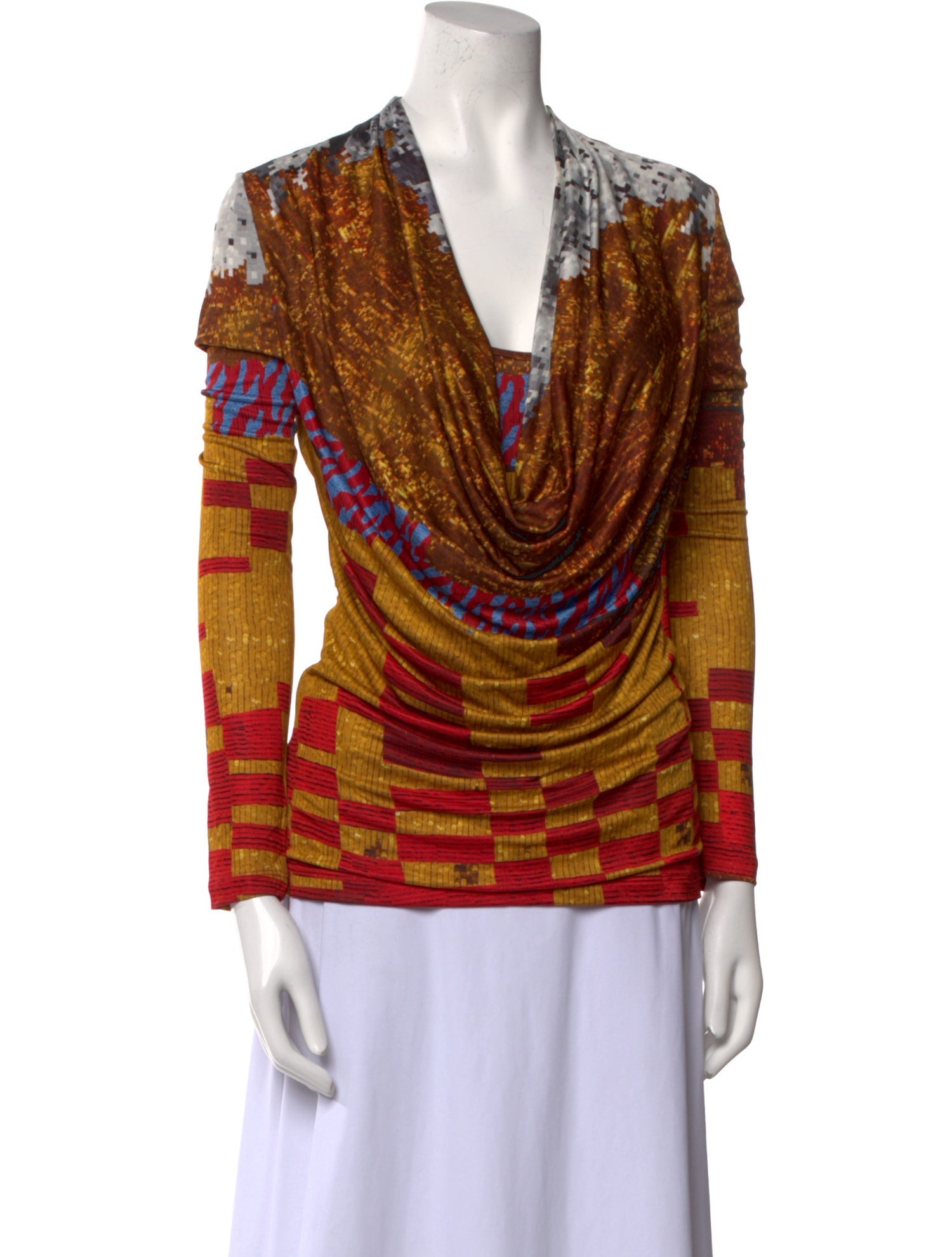 Givenchy Printed Cowl Neck Blouse