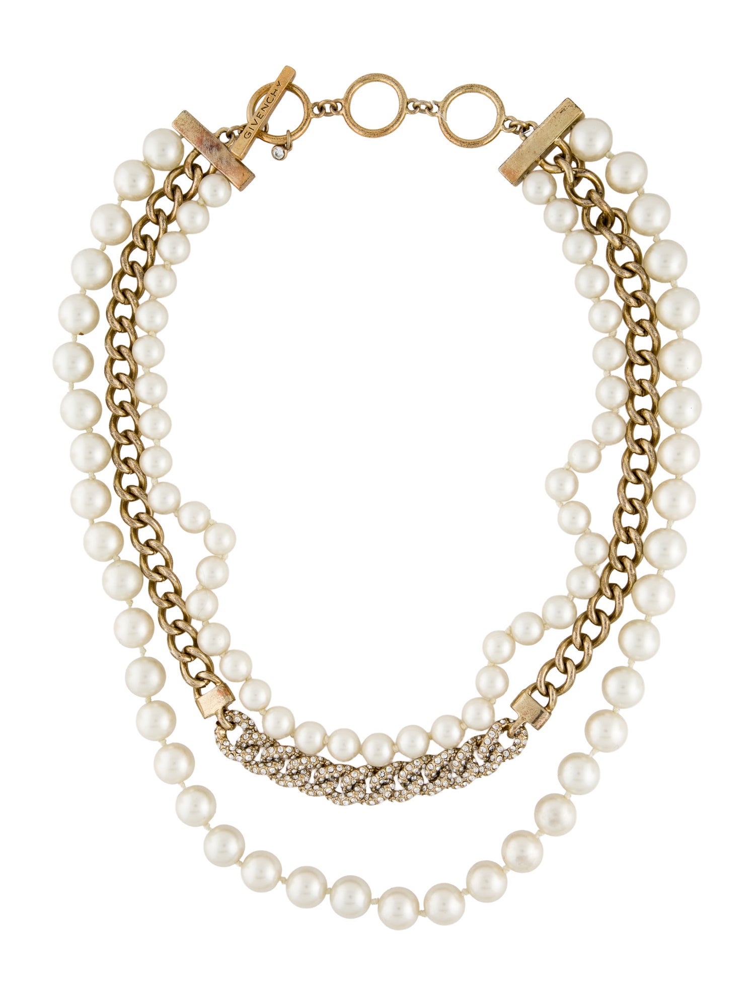 Givenchy Faux Pearl & Crystal Multistrand Necklace