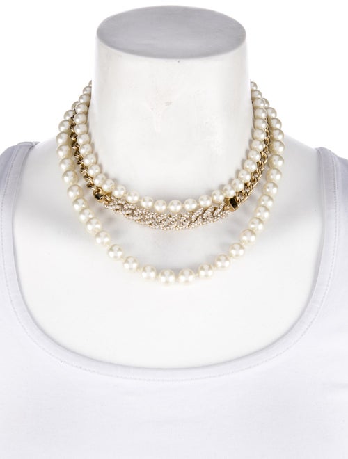 Givenchy Faux Pearl & Crystal Multistrand Necklace