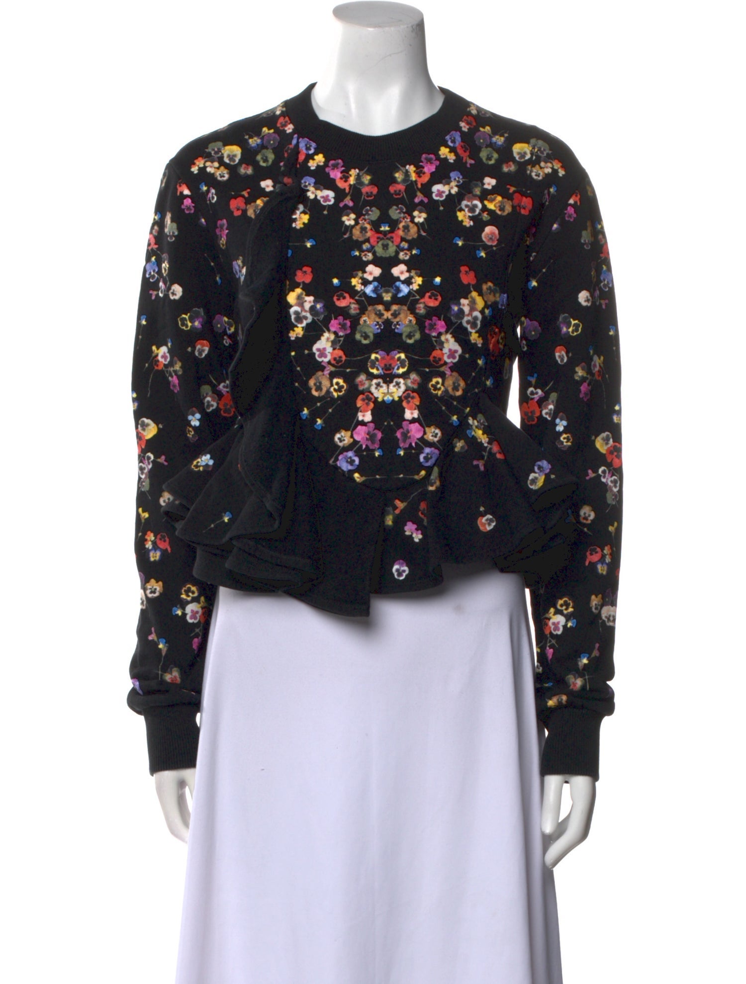 Givenchy Floral Print Crew Neck Crop Top