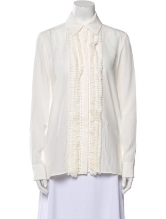 Givenchy Silk Long Sleeve Button-Up Top