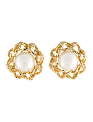 Givenchy Clip-On Vintage Faux Pearl Earrings