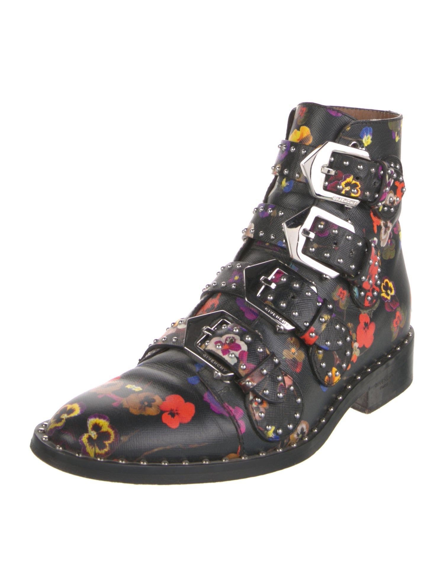 Givenchy Leather Floral Print Combat Boots