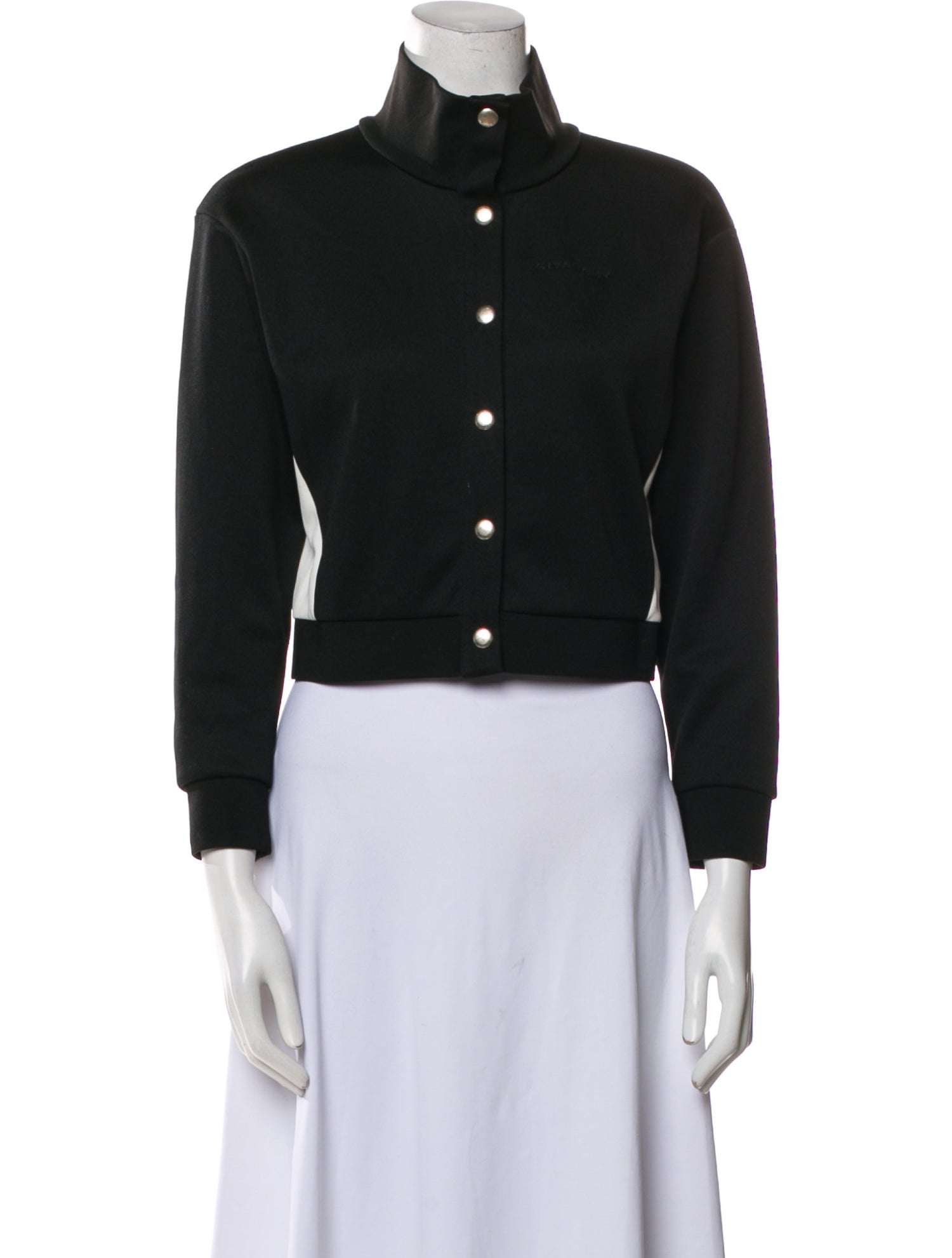 ジャケット GIVENCHY Women Jackets BW00N06Z0R 004 BLACK WHITE GIVENCHY cropped varsity jacket in wool and leather in