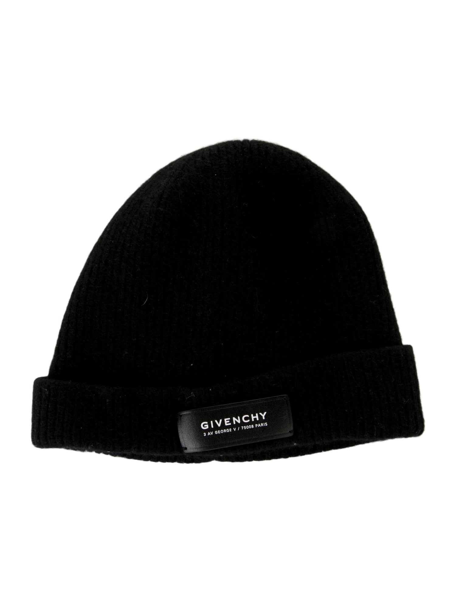 Givenchy Wool Logo Leather Trim Knit Beanie