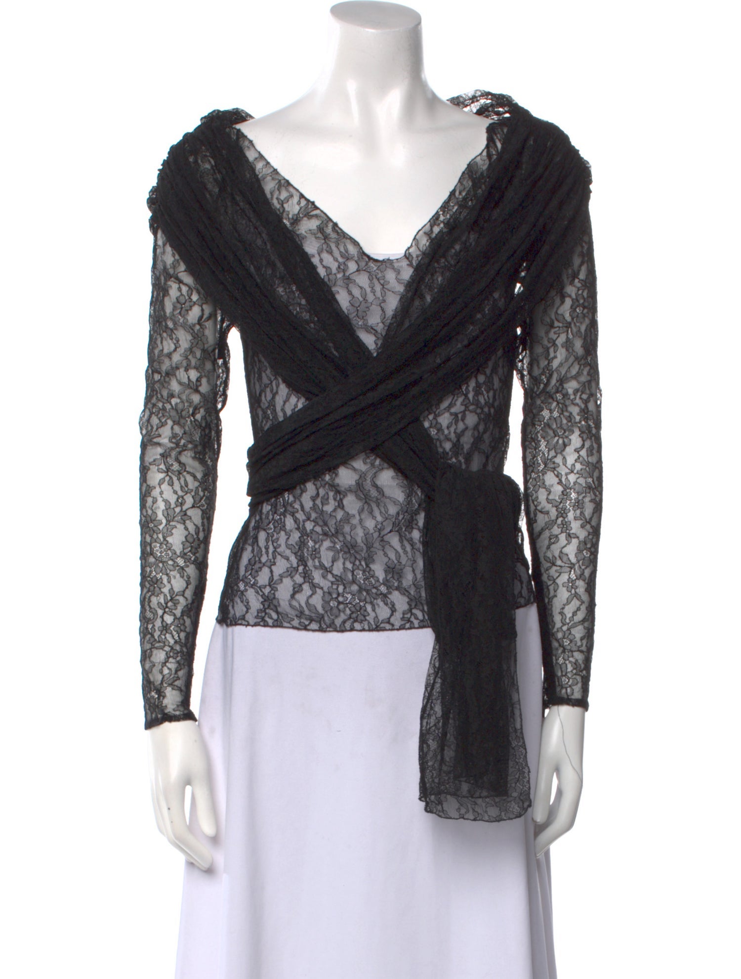 Givenchy Lace Pattern V-Neck Blouse