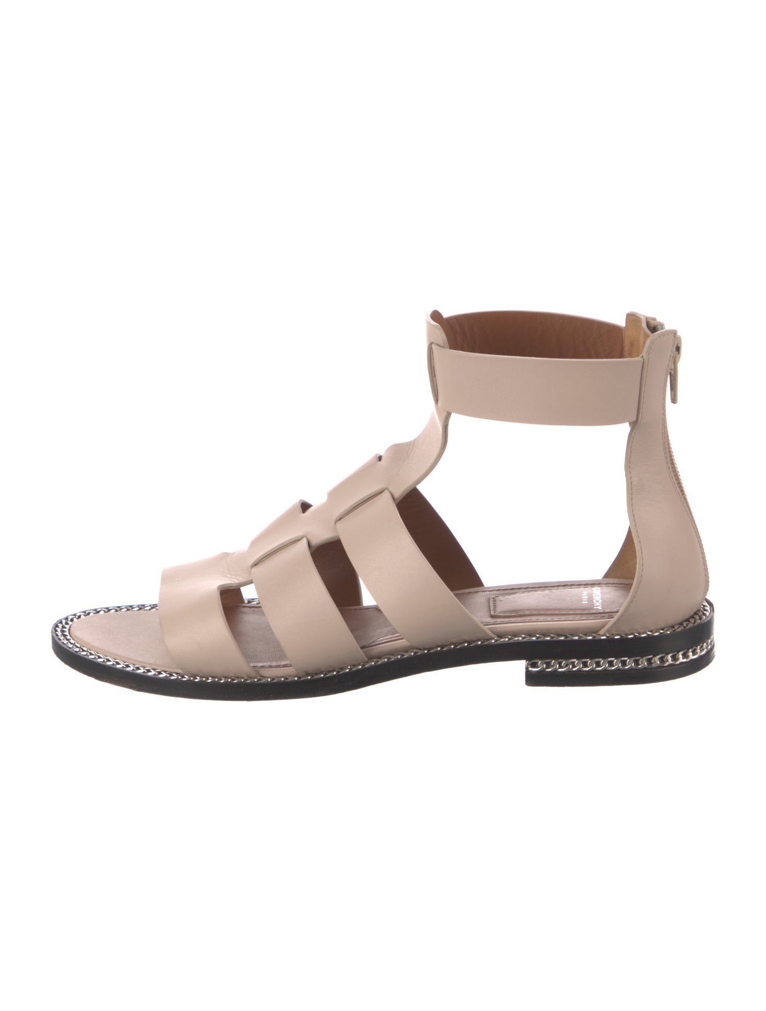 Givenchy Leather Chain-Link Accents Gladiator Sandals