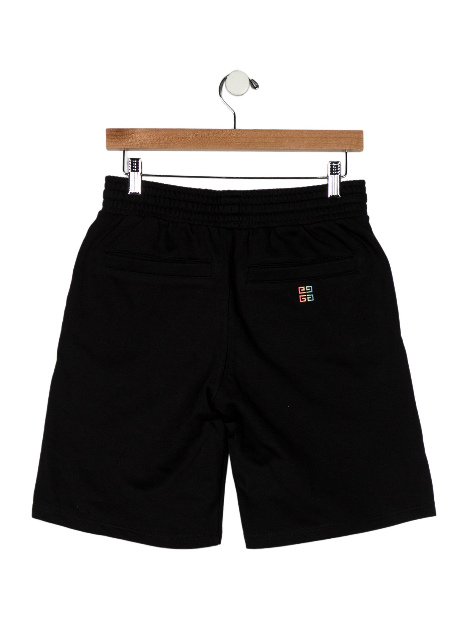 Givenchy Boy's Black and Multicolored Embroidered Jogger Shorts