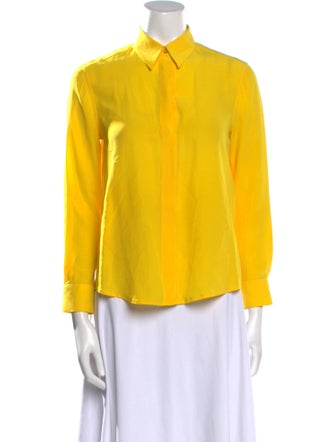 Givenchy Silk Three-Quarter Sleeve Button-Up Top