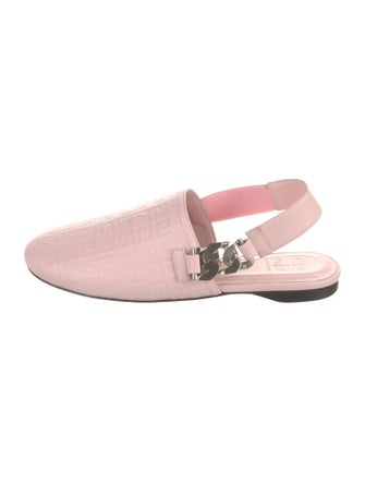 Givenchy Leather Chain-Link Accents Slingback Flats