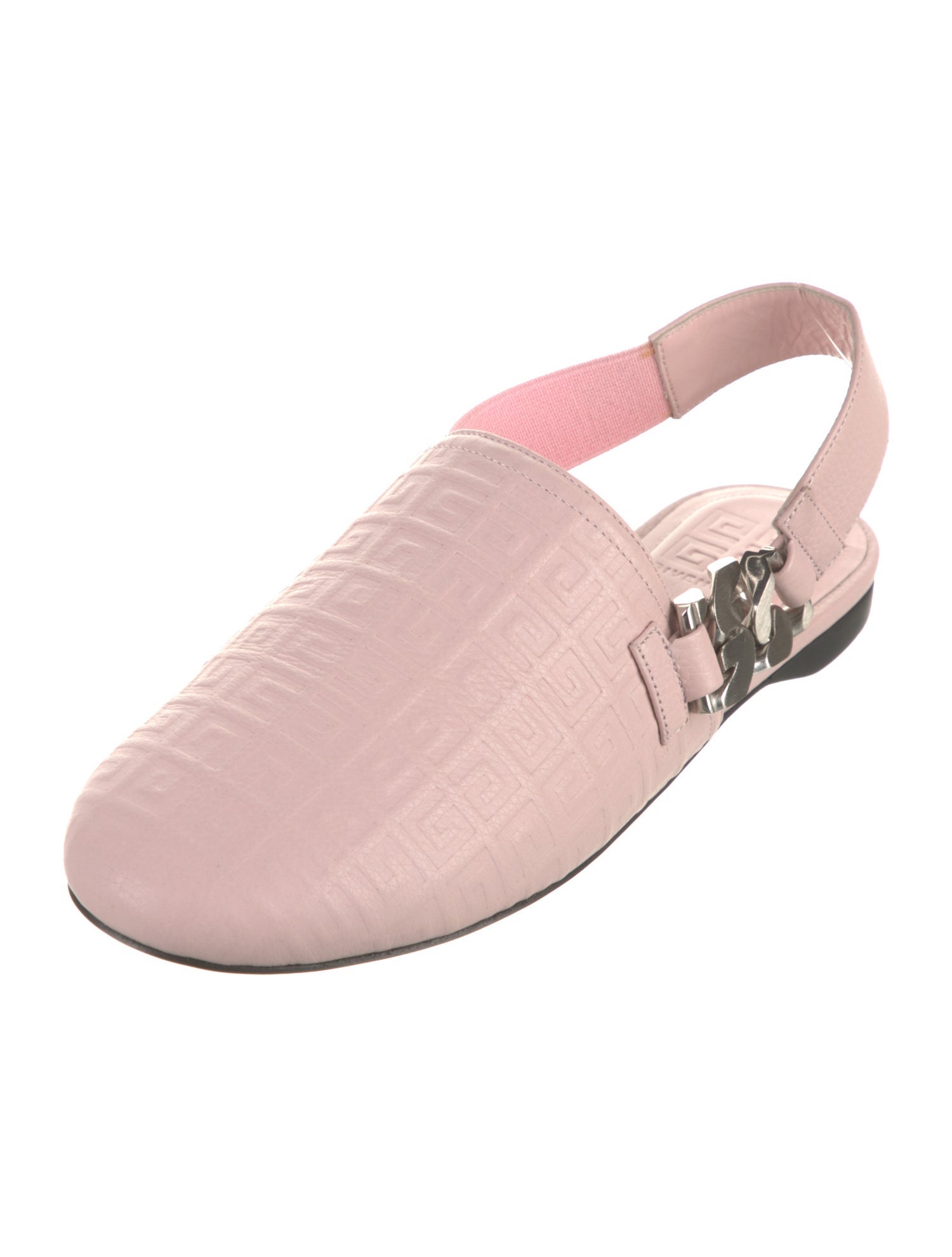 Givenchy Leather Chain-Link Accents Slingback Flats
