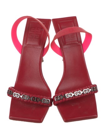 Givenchy Leather Chain-Link Accents Slingback Sandals