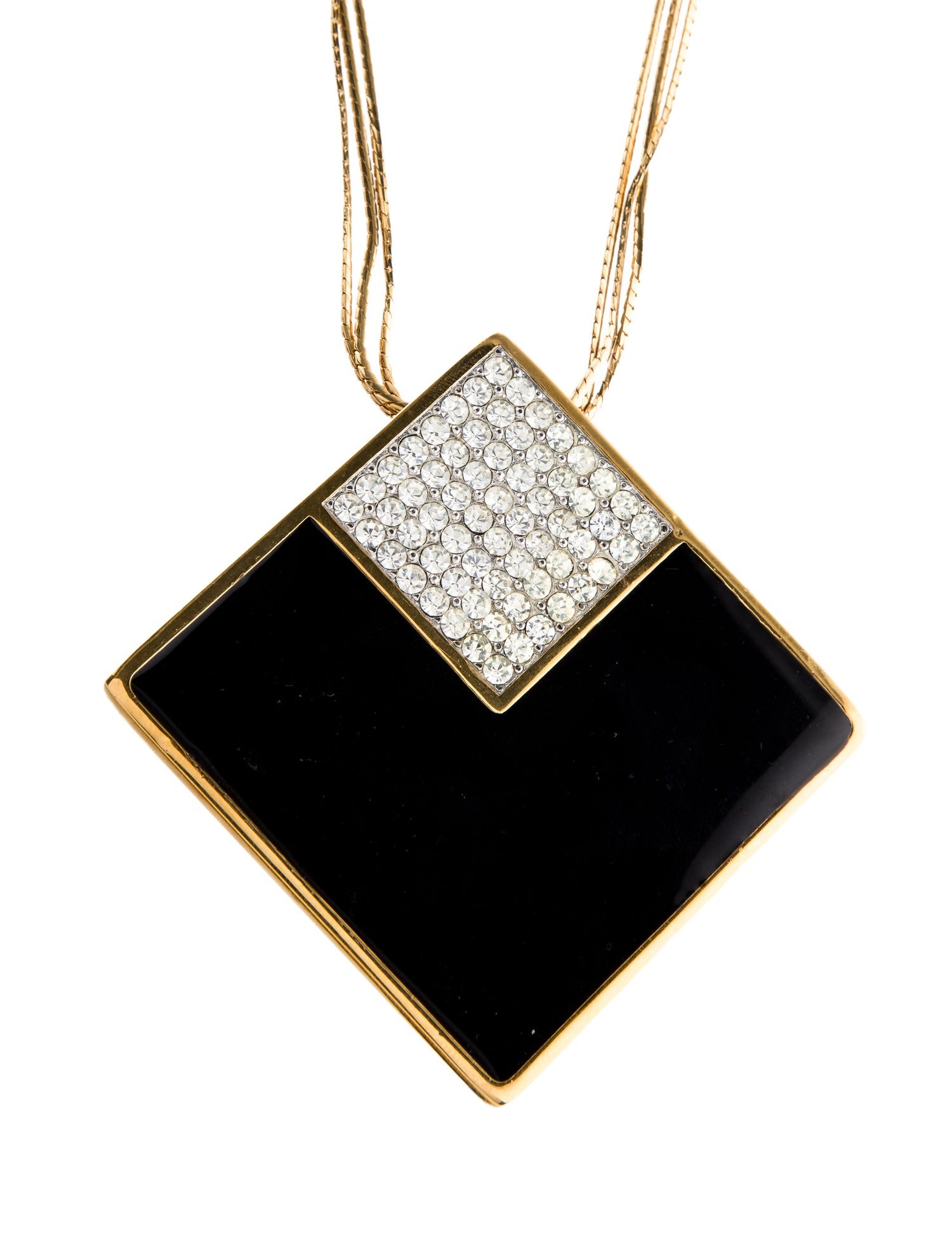 Givenchy Vintage Enamel & Crystal Multistrand Long Pendant Necklace