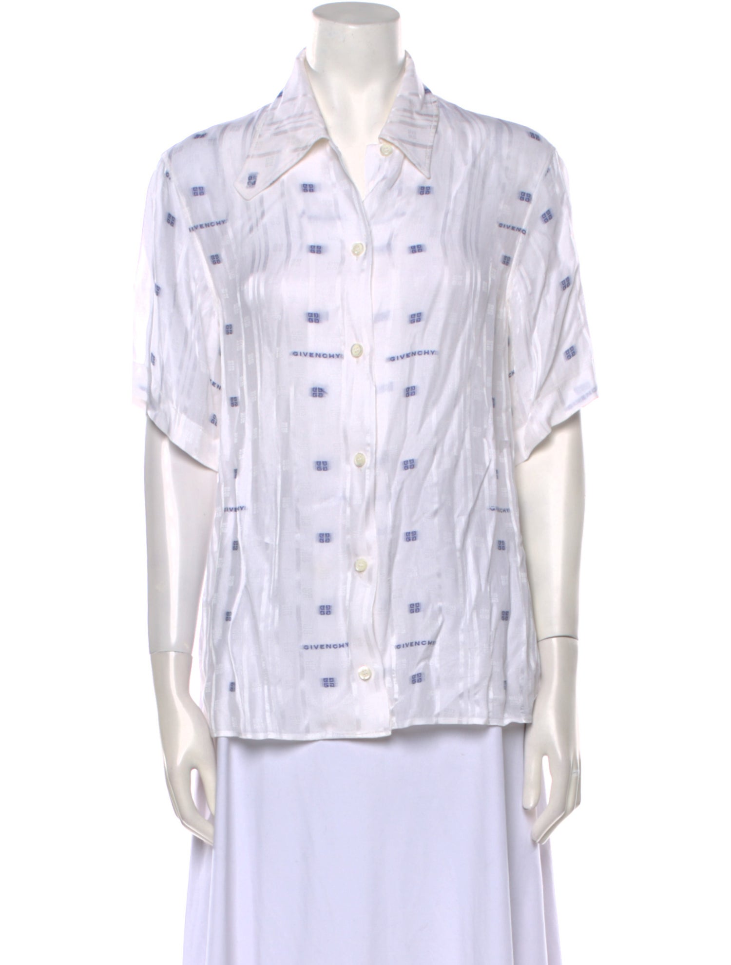 Givenchy Printed Short Sleeve Button-Up Top