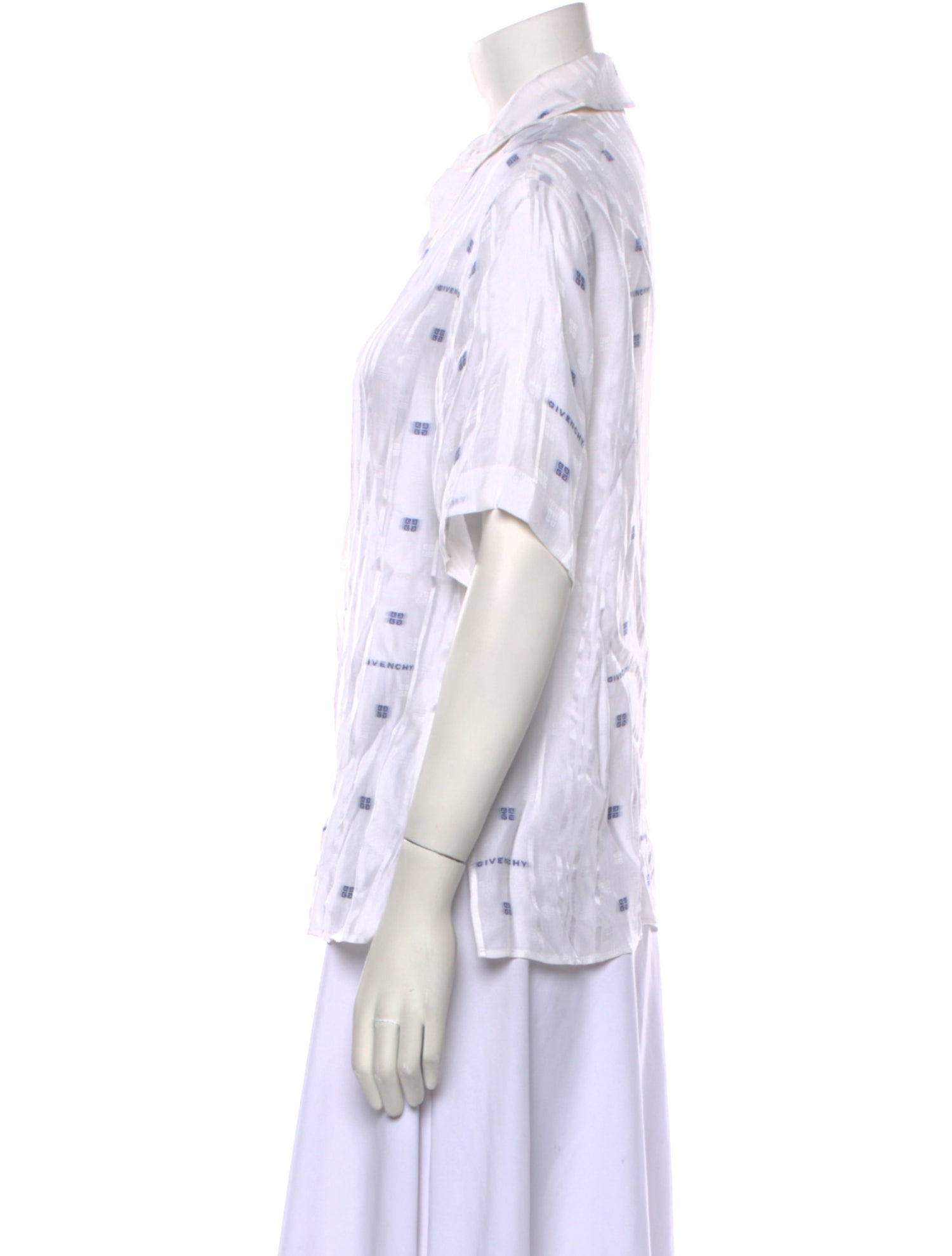 Givenchy Printed Short Sleeve Button-Up Top