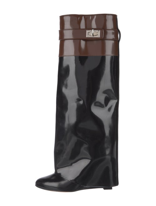 Givenchy Patent Leather Colorblock Pattern Boots