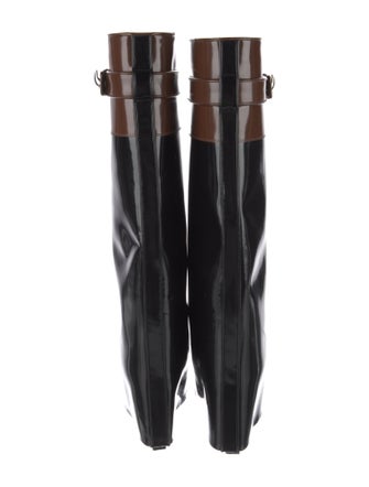 Givenchy Patent Leather Colorblock Pattern Boots