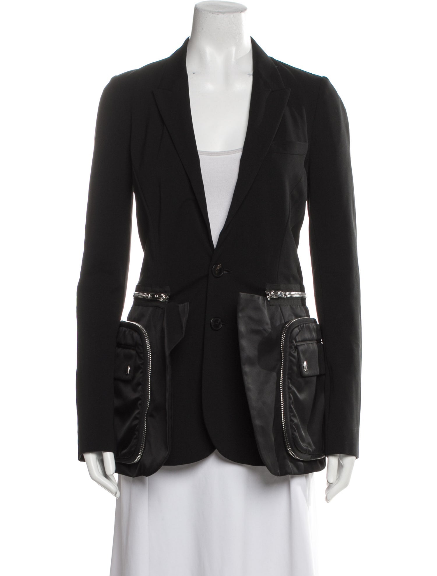 Givenchy Black Crepe Blazer with Removable Cargo Zippers