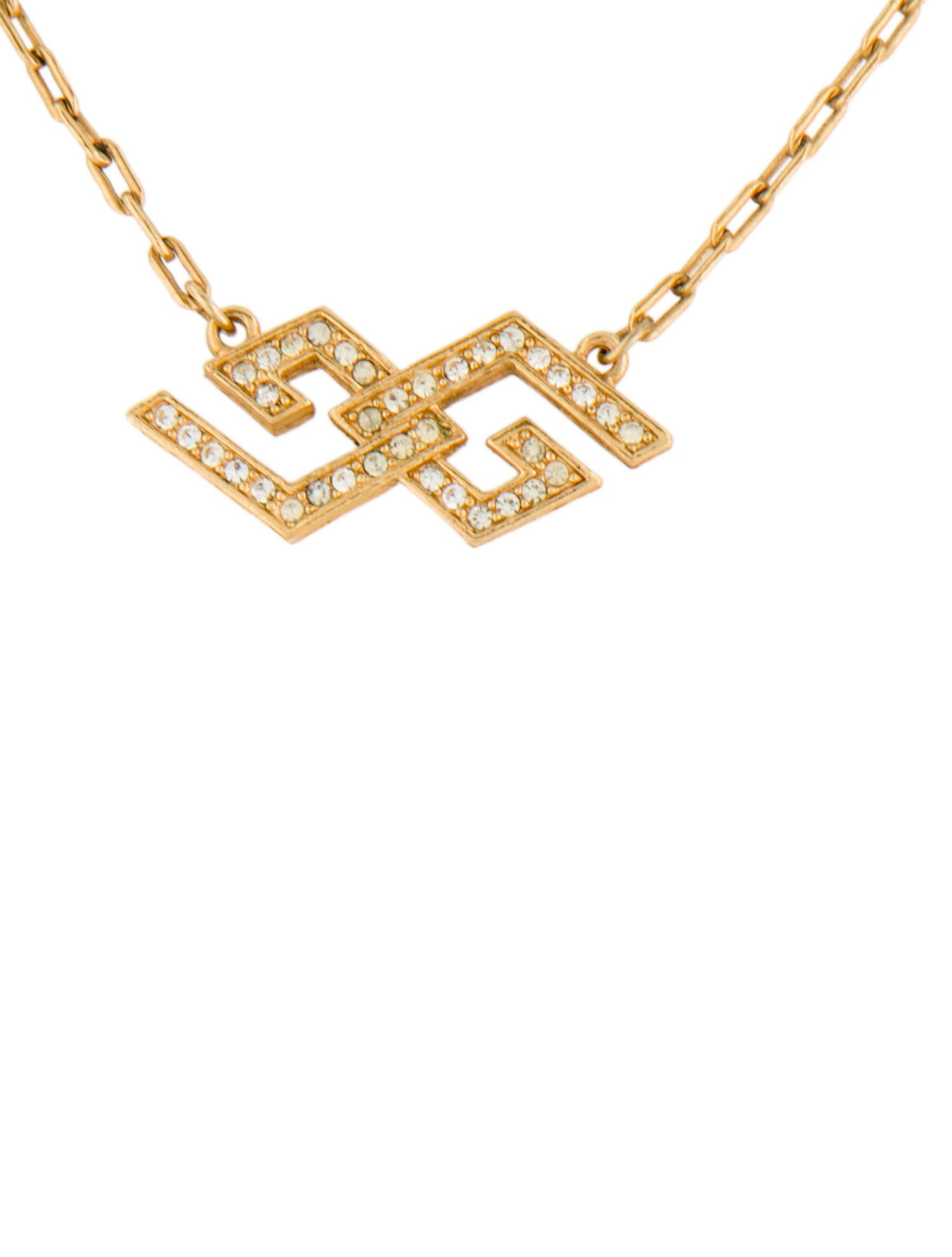 Givenchy Vintage Crystal GG Pendant Necklace