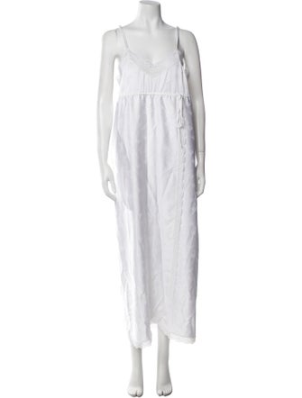 Givenchy V-Neck Midi Length Dress White Dresses, Clothing