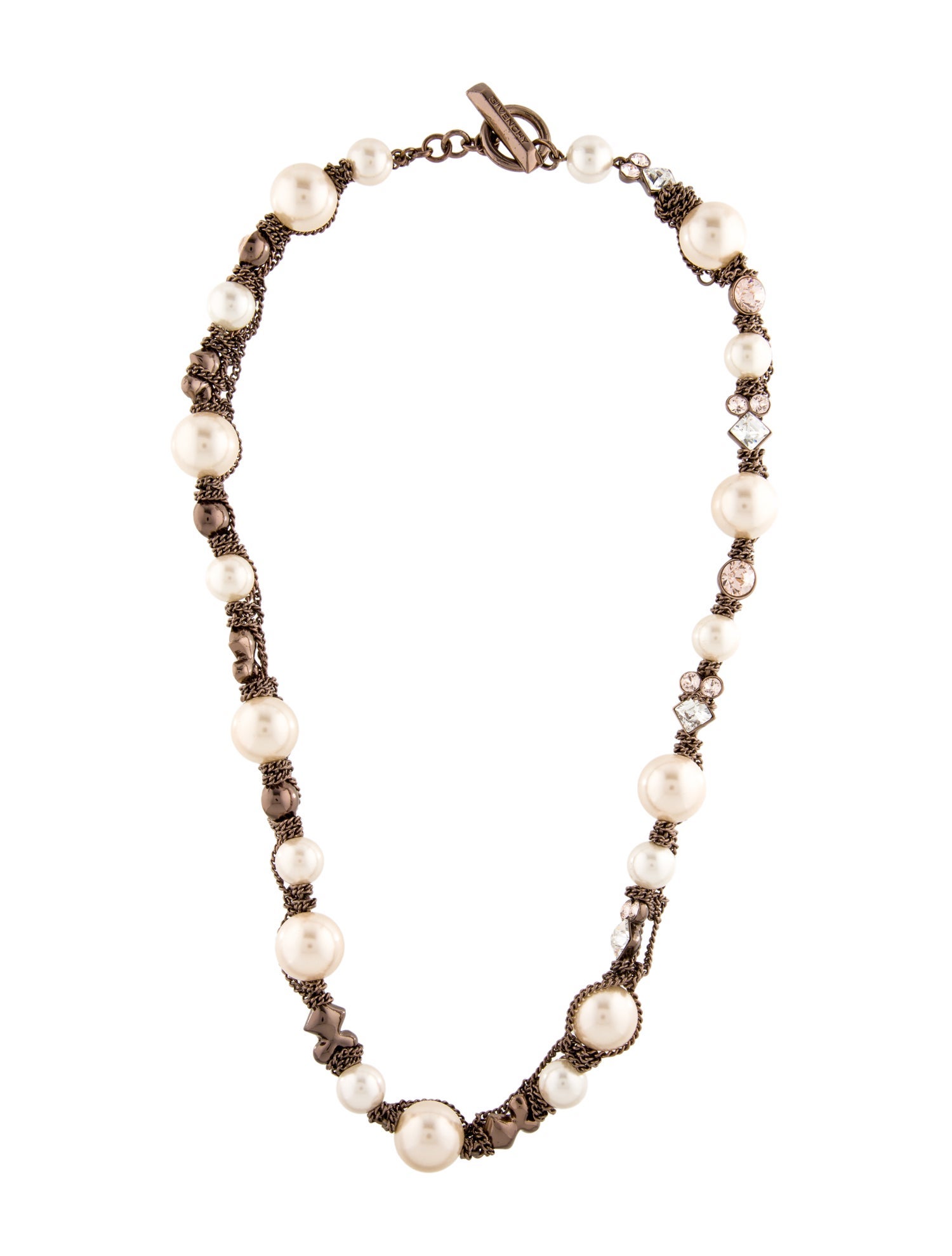 Givenchy Faux Pearl & Crystal Bead Necklace