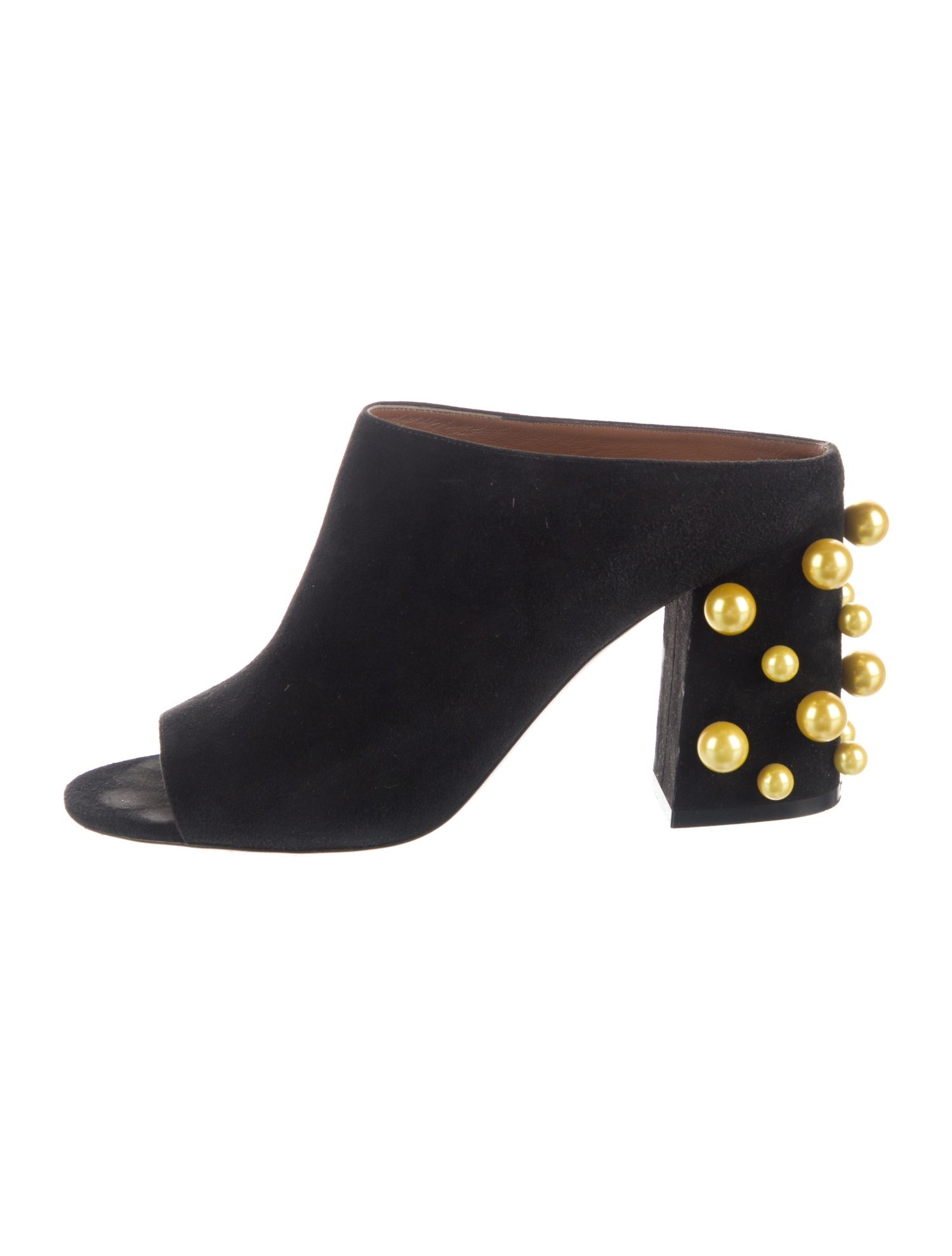 Givenchy Faux Pearl Accents Suede Slides