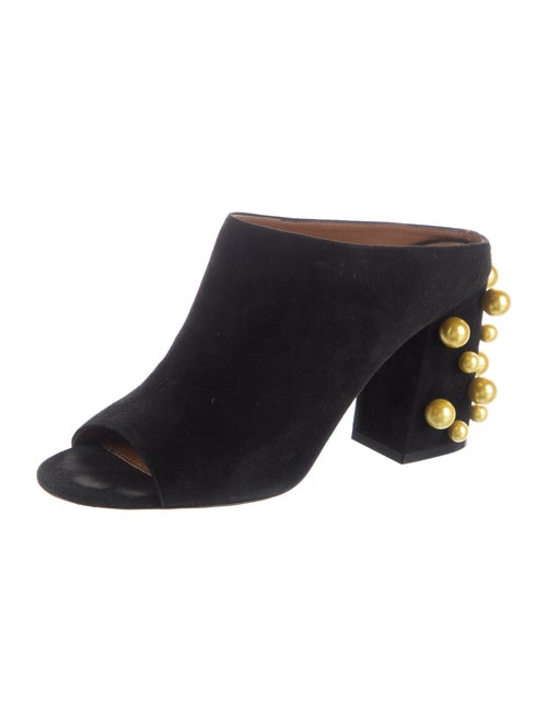 Givenchy Faux Pearl Accents Suede Slides