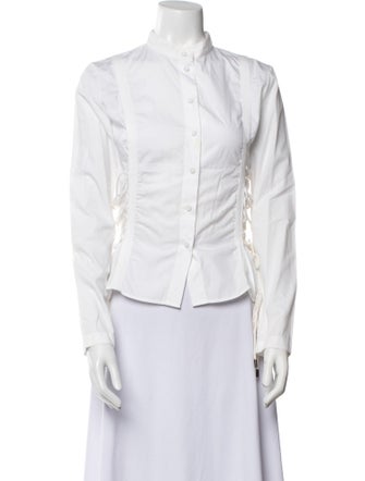 Givenchy Mock Neck Long Sleeve Button-Up Top