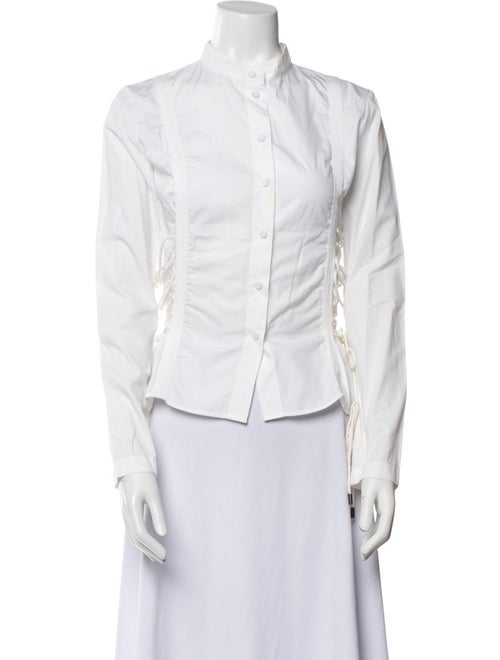 Givenchy Mock Neck Long Sleeve Button-Up Top