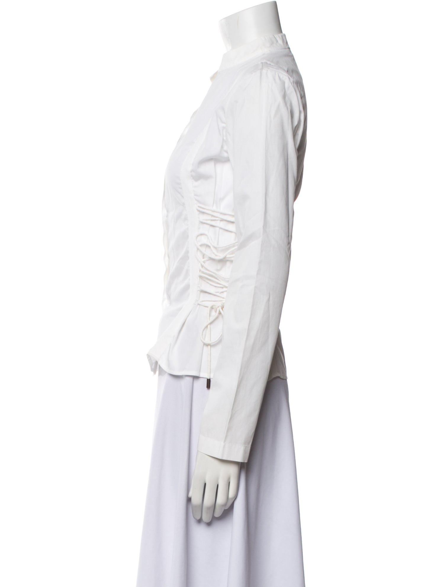 Givenchy Mock Neck Long Sleeve Button-Up Top