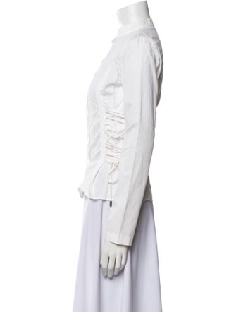 Givenchy Mock Neck Long Sleeve Button-Up Top