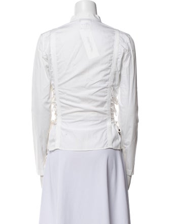 Givenchy Mock Neck Long Sleeve Button-Up Top