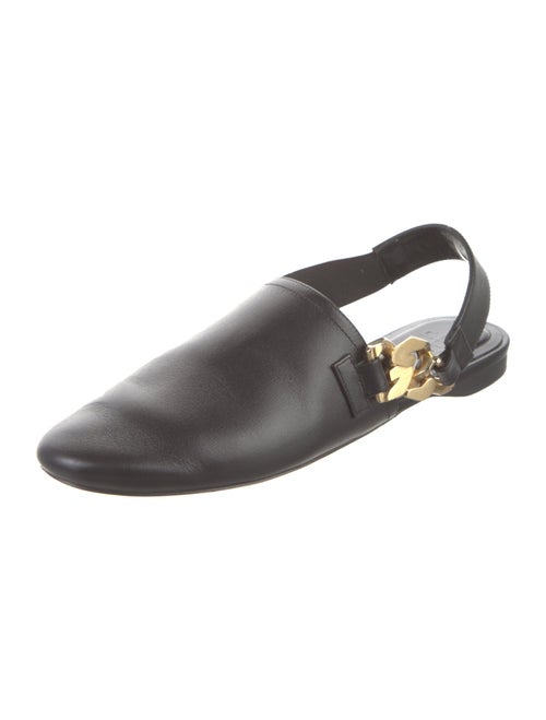 Givenchy Leather Chain-Link Accents Slingback Flats