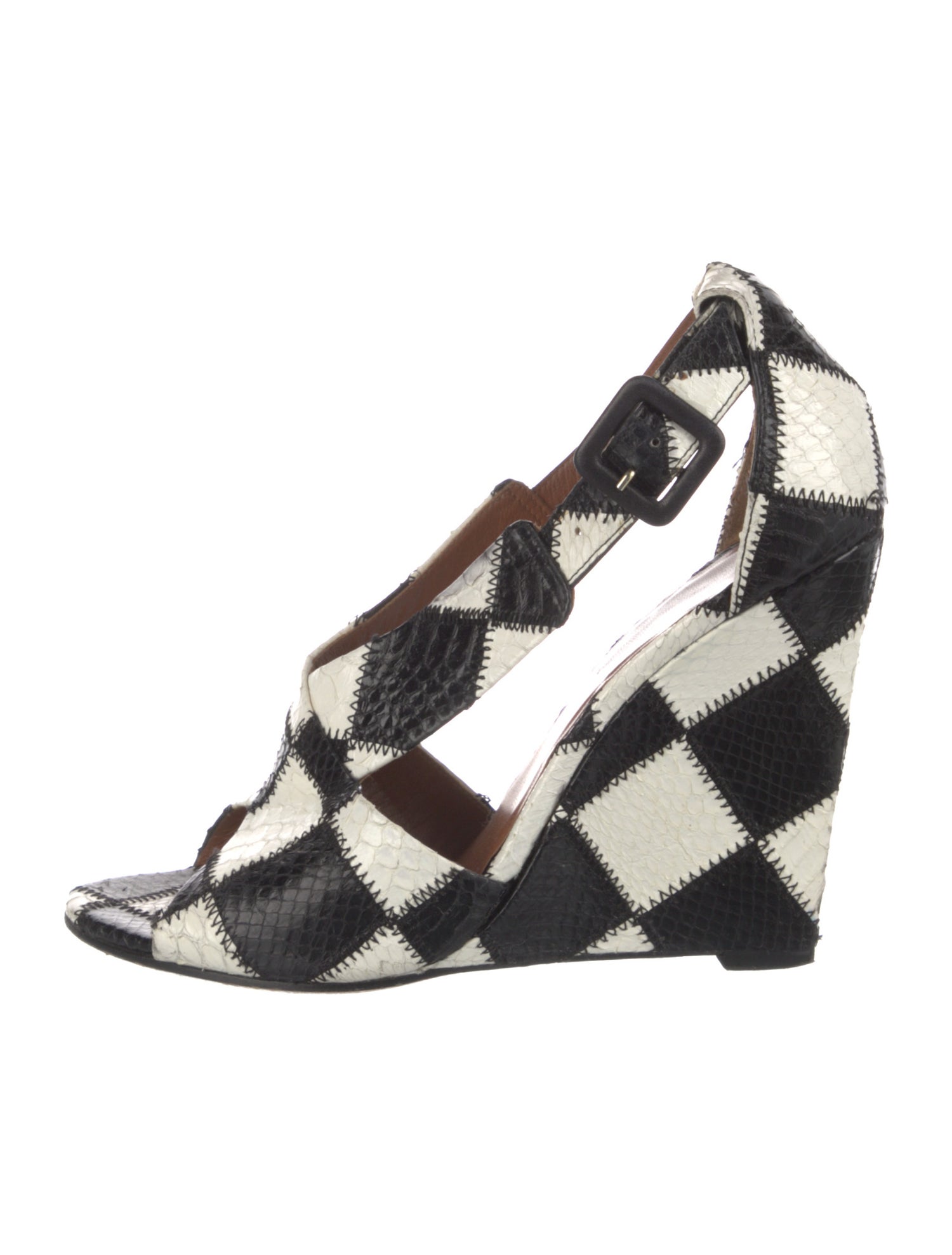 Givenchy Snakeskin Plaid Print Slingback Sandals