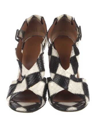 Givenchy Snakeskin Plaid Print Slingback Sandals