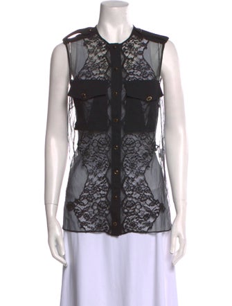 Givenchy Lace Pattern Crew Neck Top