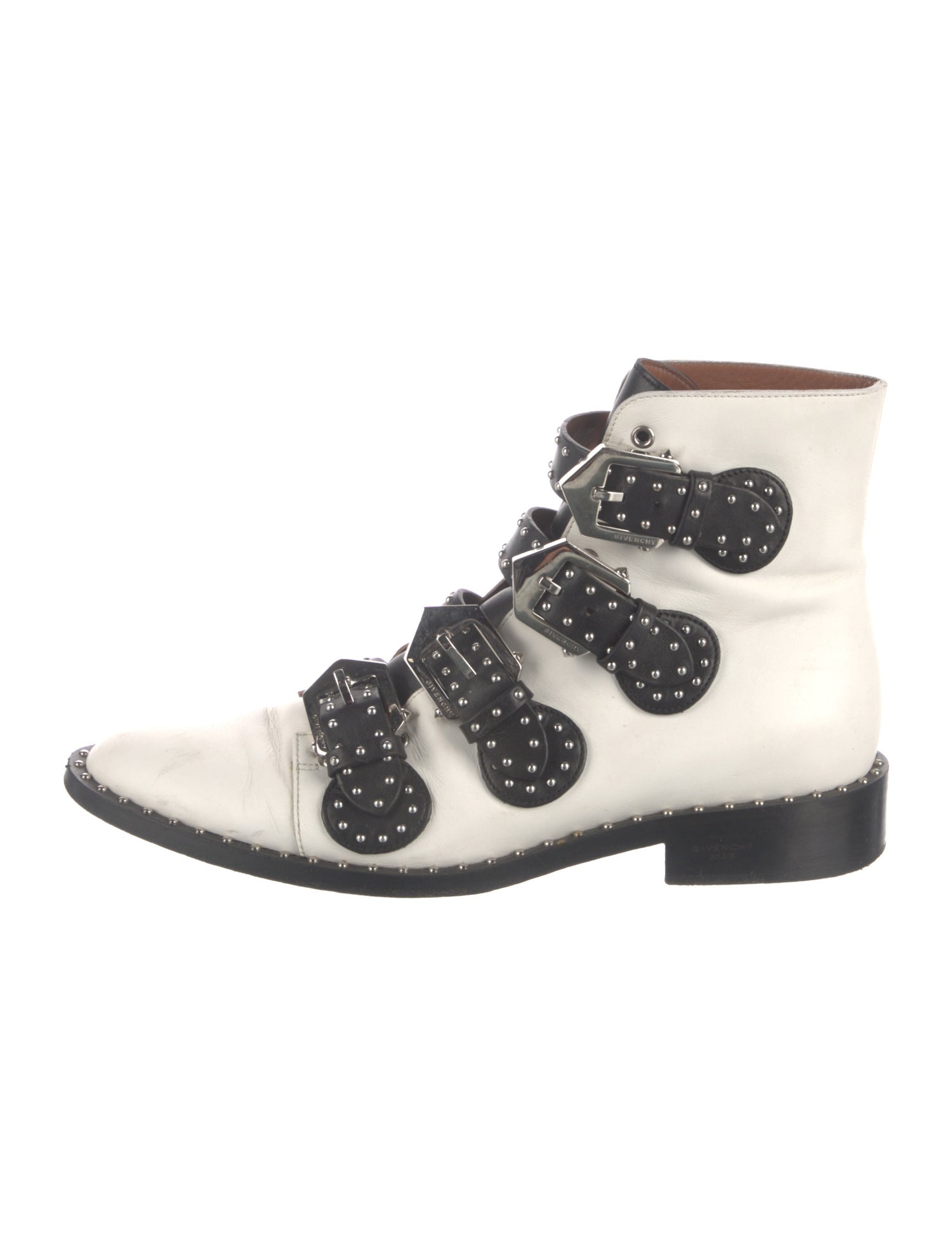 Givenchy Leather Colorblock Pattern Lace-Up Boots