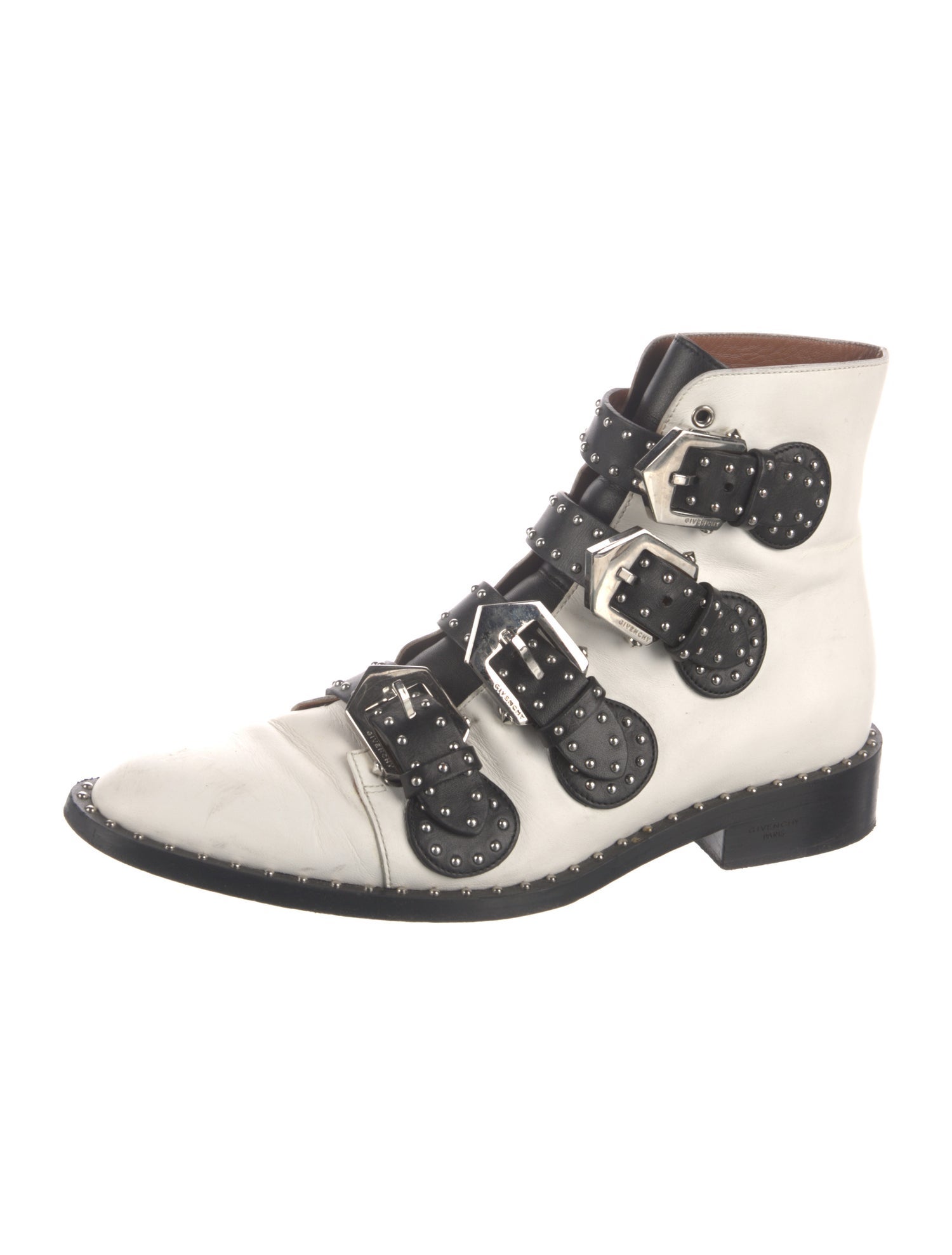 Givenchy Leather Colorblock Pattern Lace-Up Boots