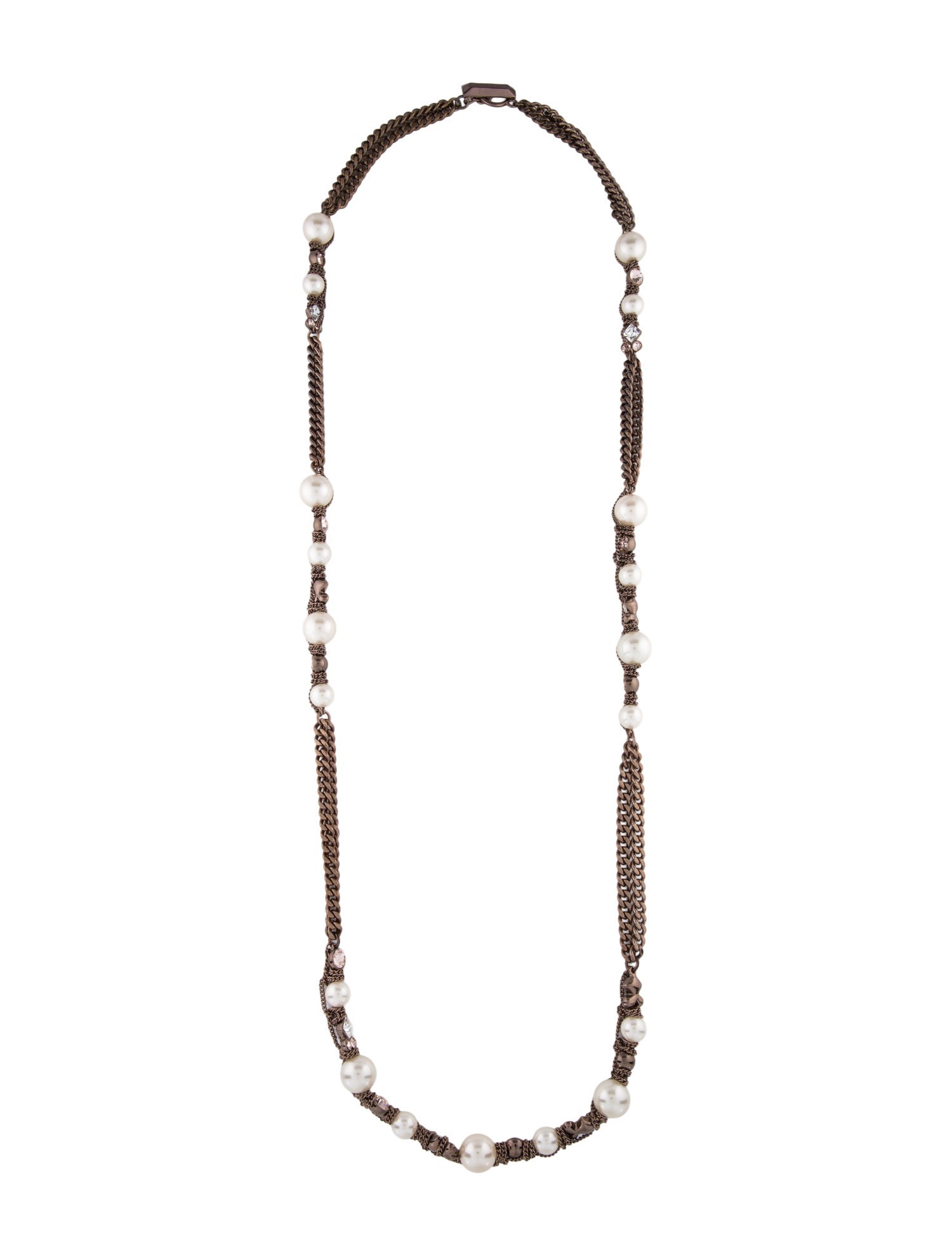 Givenchy Faux Pearl & Crystal Chain Collar Necklace